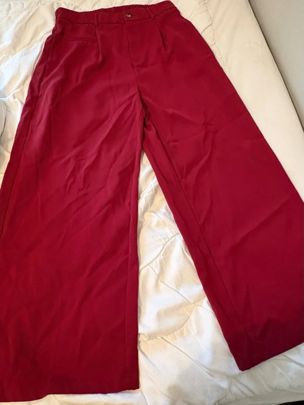 PRETTYGARDEN Wide Leg Dress Pants, High Waisted Slacks Trousers. Burgundy color - Picture 3 of 4